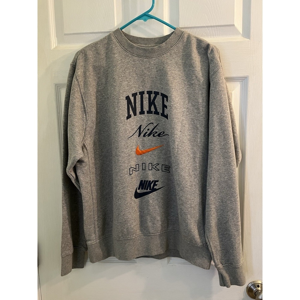 Nike‎ Men's Sweatshirt Size M Grey Sweater NIKE Logo's Pullover